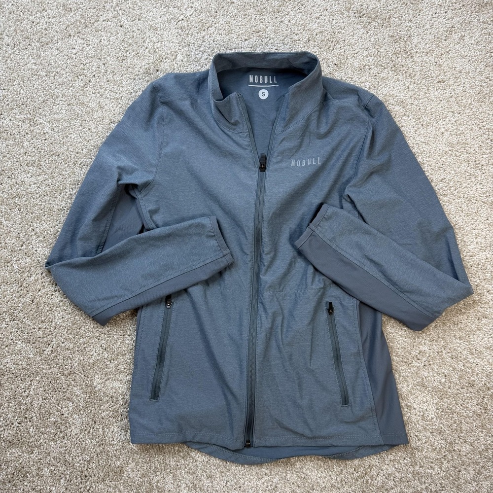 NOBULL Windbreaker Jacket Womens Small Gray Full Zip Lightweight Training